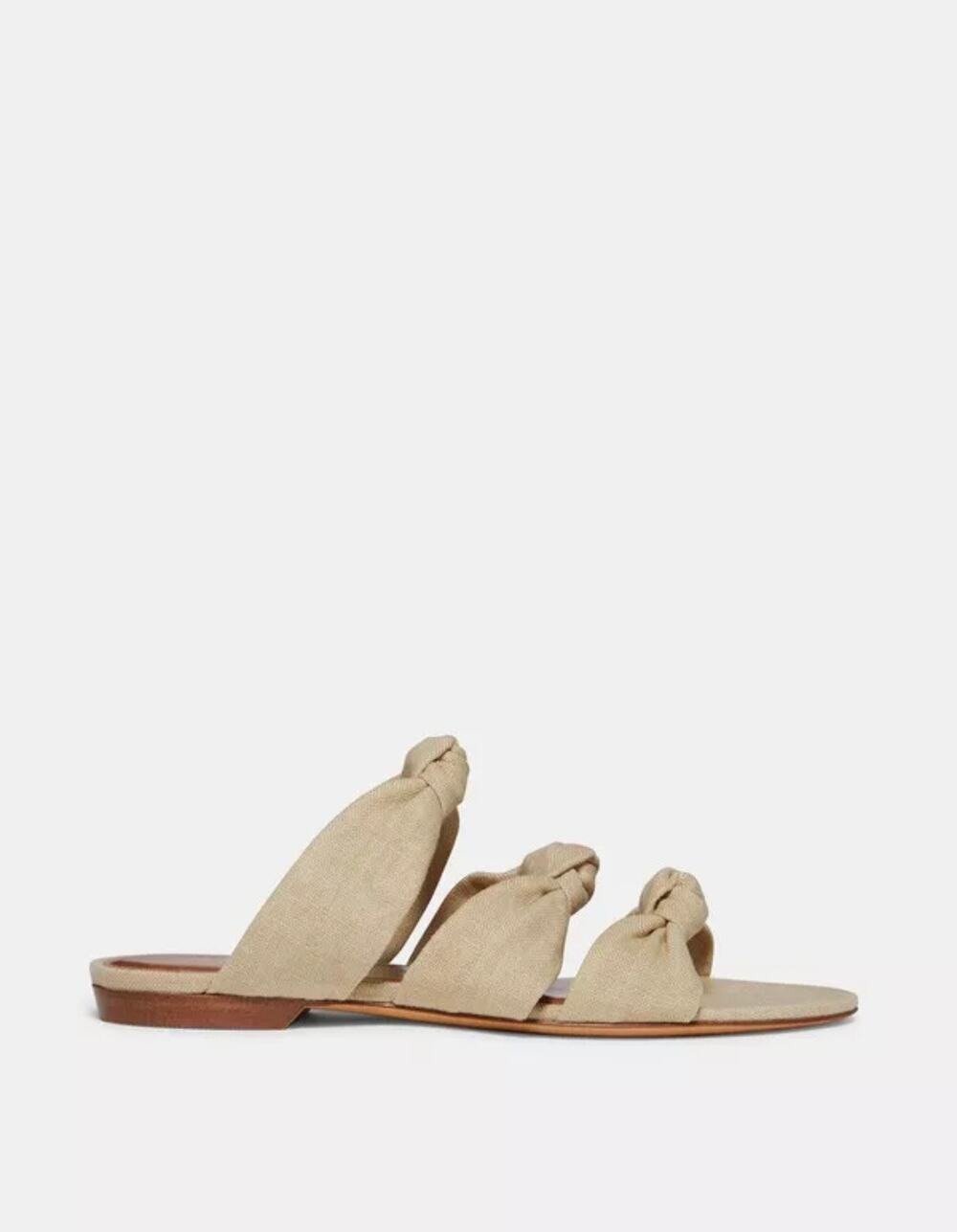 Le Monde Beryl Beige Cork Linen Knot Sandal Flat Slides 36